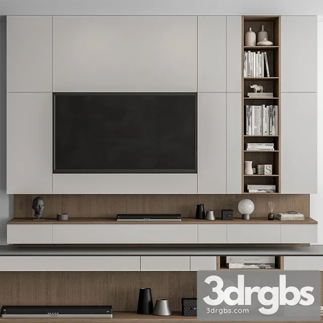 Tv wall white and wood – set 50 Tv wall white and wood – set 50