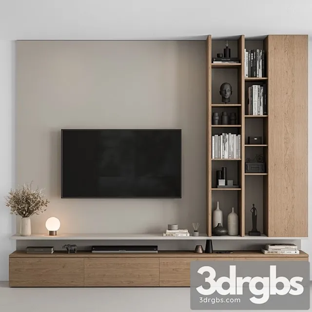 Tv wall white and wood – set 69 Tv wall white and wood – set 69