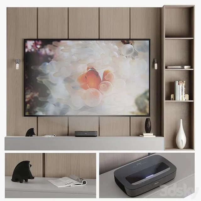 TV Wall with Hisense Laser Projector 3D Model