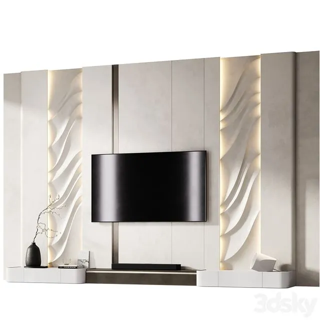 TV wall with soundbar 002 3D Model