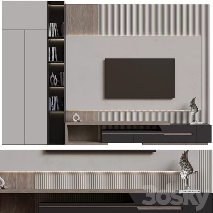 Tv wall02 3D Model Free Download