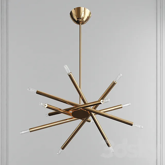 Twelve Lights Brass Sciolari Chandelier 3DModel Twelve Lights Brass Sciolari Chandelier 3DModel