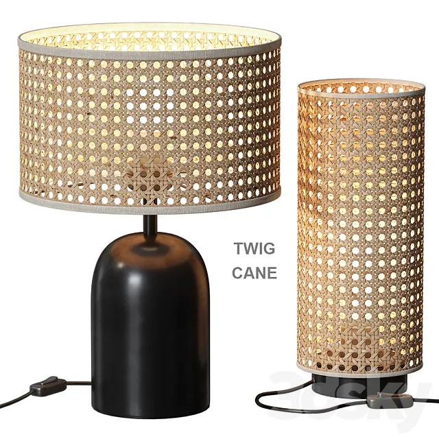 Twig _ Cane Table Lamp with Rattan Keria 3DModel Twig _ Cane Table Lamp with Rattan Keria 3DModel