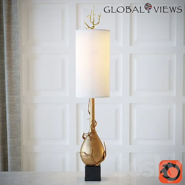 Twig Bulb Floor Lamp-Brass 3D Model Twig Bulb Floor Lamp-Brass 3D Model