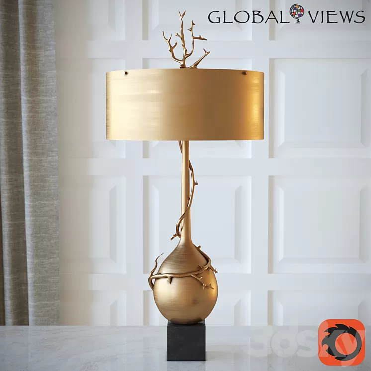 Twig Bulb Lamp-Brass 3D Model Twig Bulb Lamp-Brass 3D Model