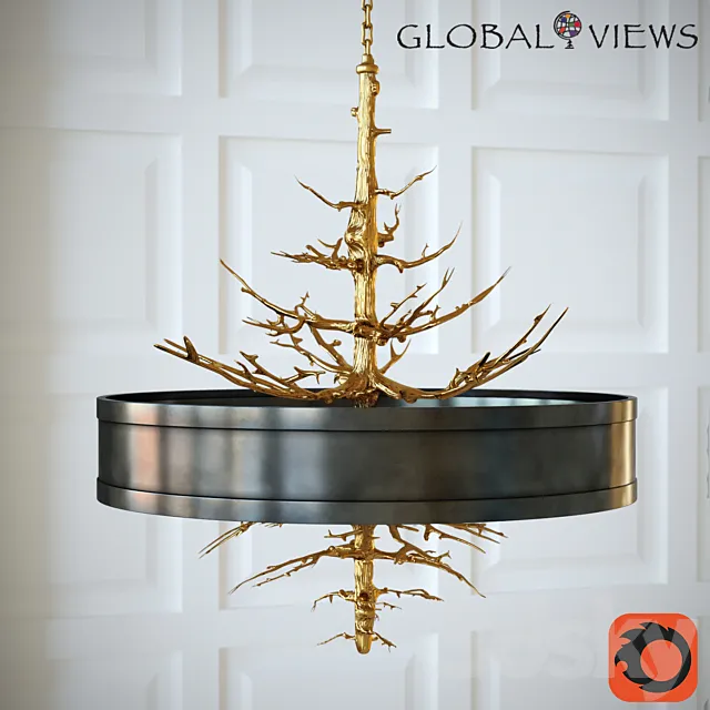 Twig Pendant_Brass on Brass 3D Model Twig Pendant_Brass on Brass 3D Model