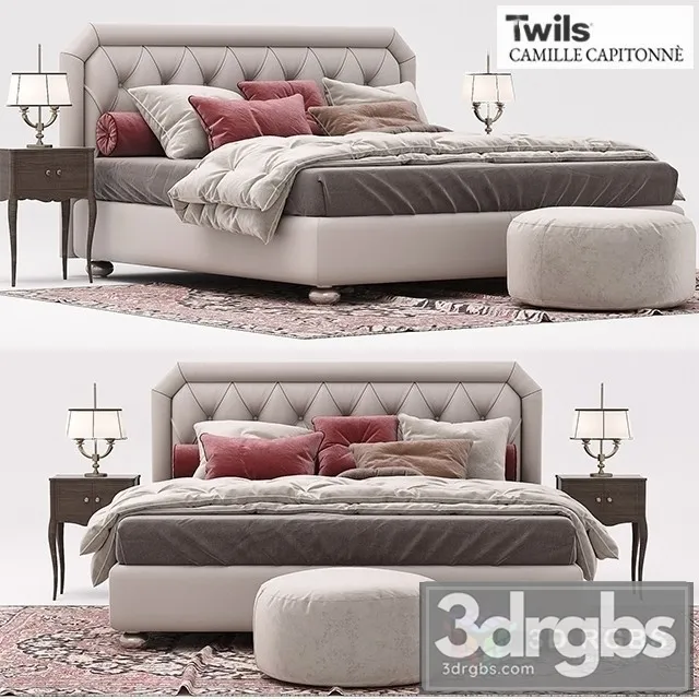 Twils Camille Capitonne Bed 3D Model Download