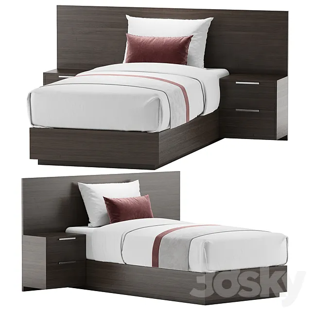 Twin bed for hotel room 1 3D Model Twin bed for hotel room 1 3D Model
