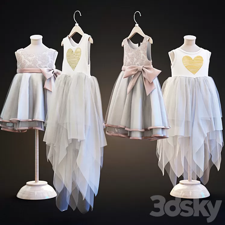 Two children's dresses 3D Model Two children's dresses 3D Model