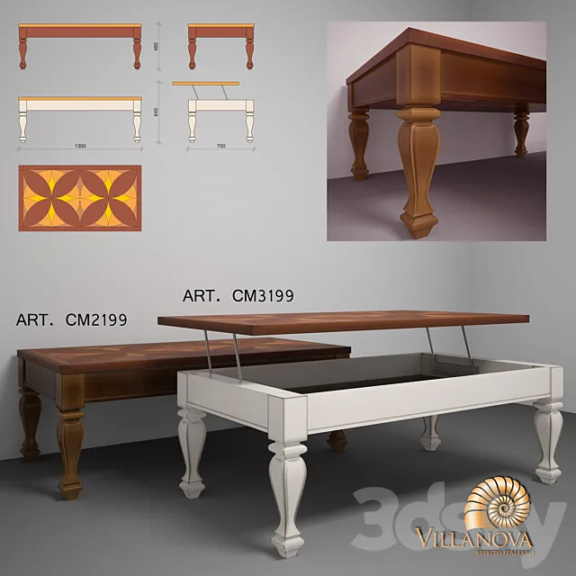 Two coffee tables Villa Nova 3D Model Two coffee tables Villa Nova 3D Model