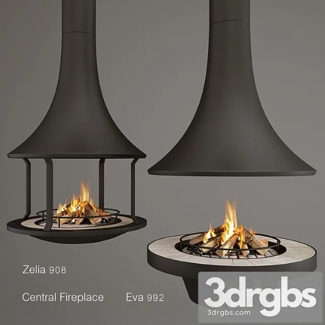 Two fireplaces zelia 908 and eva 992 3D Model Download
