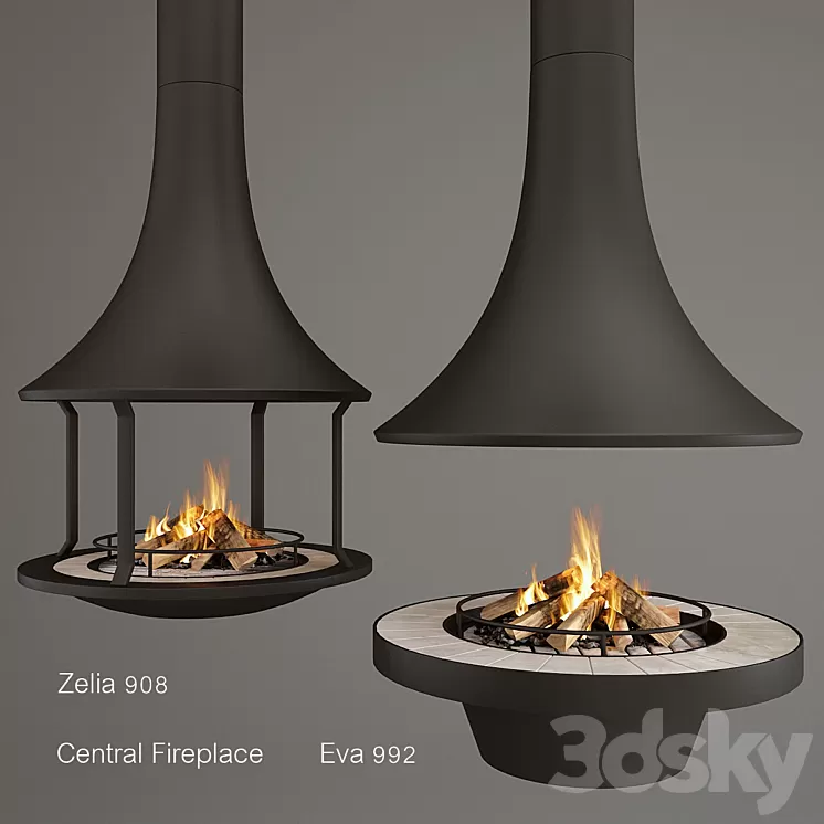 Two Fireplaces Zelia 908 and Eva 992 3D Model
