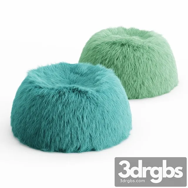 Two himalayan faux-fur beanbag 2 3D Model Download