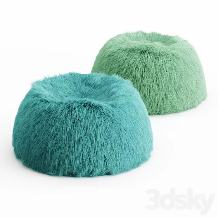 Two Himalayan Faux-Fur Beanbag 3D Model Two Himalayan Faux-Fur Beanbag 3D Model