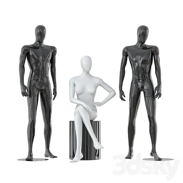 Two male and one female faceless mannequins 30 Free Download