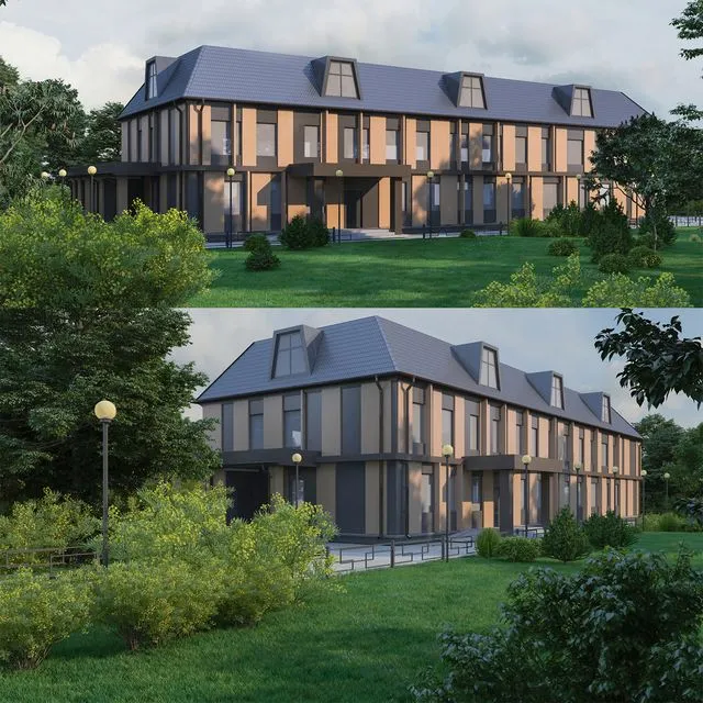 Two-story municipal building 3D Model