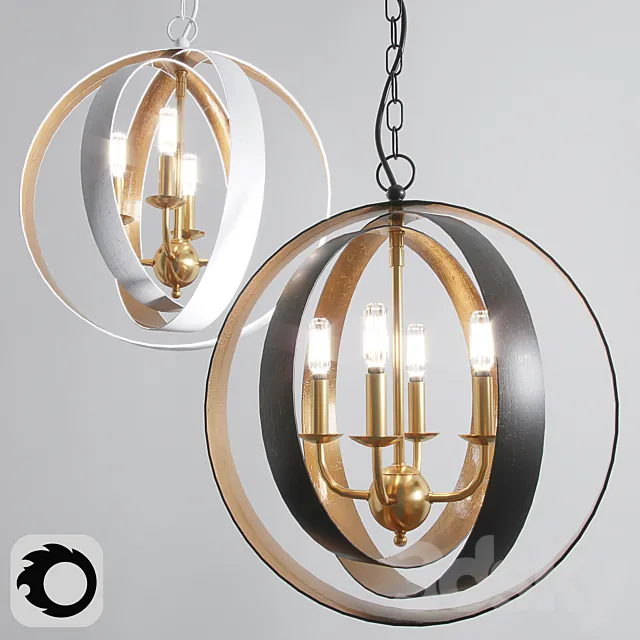 Two Tone Triple Sphere Chandlier Small 3D Model Two Tone Triple Sphere Chandlier Small 3D Model