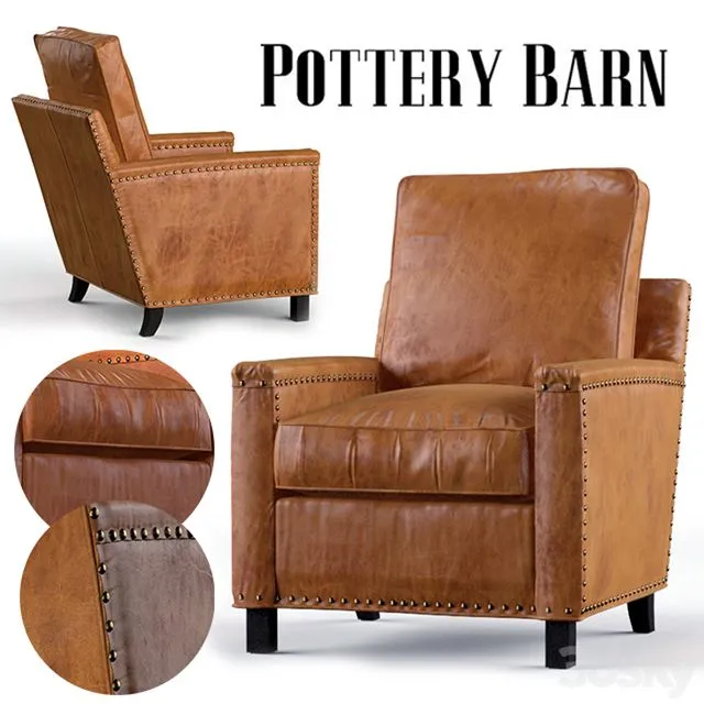 Tyler Leather Armchair Pottery Barn 3D Model