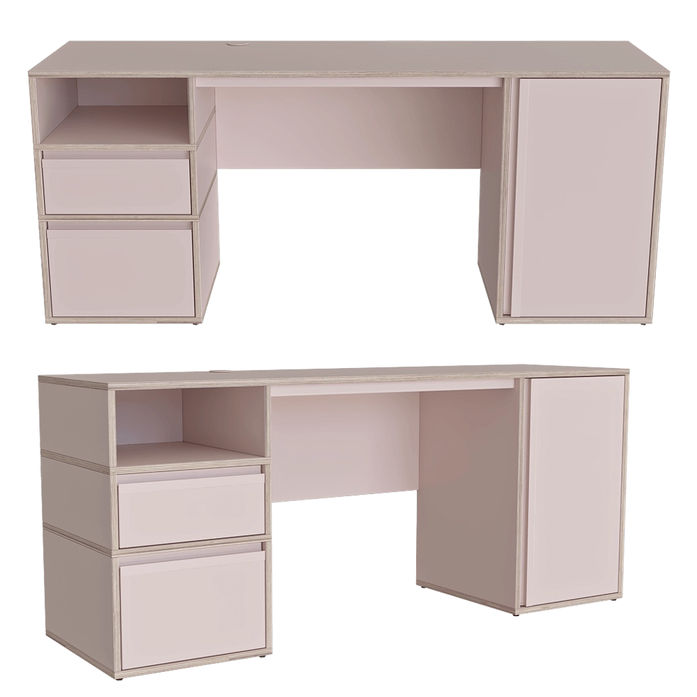 Tylko – Desk Dusty Pink Plywood 3D Model Tylko – Desk Dusty Pink Plywood 3D Model