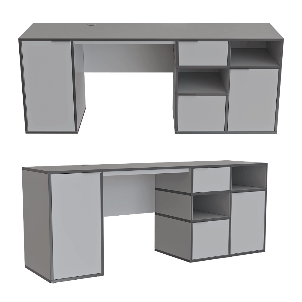 Tylko – Desk in Gray with Door and Drawers 3D Model Tylko – Desk in Gray with Door and Drawers 3D Model