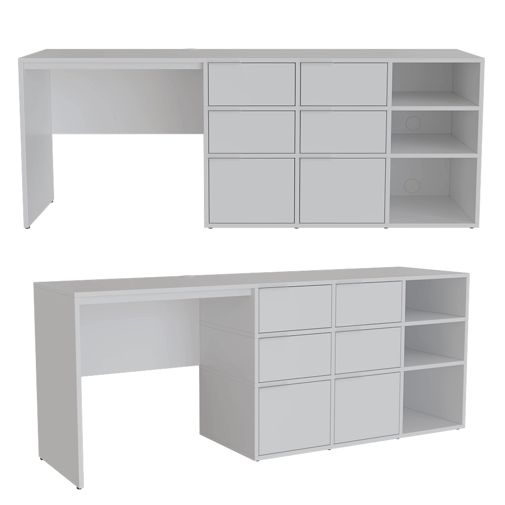 Tylko – Desk White with Drawers and Backpanels 3D Model Tylko – Desk White with Drawers and Backpanels 3D Model