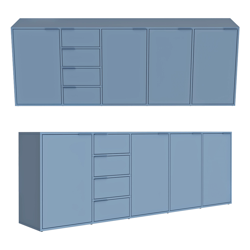 Tylko – Sideboard in sky blue with doors and drawers 3D Model Tylko – Sideboard in sky blue with doors and drawers 3D Model