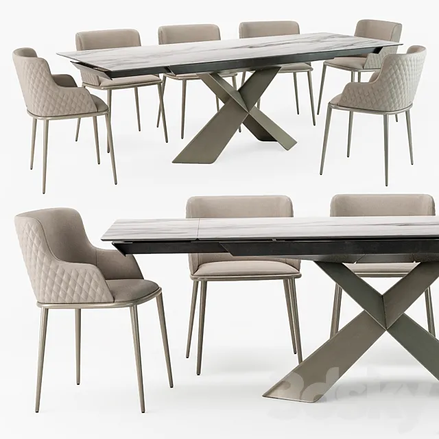 Tyron keramik drive table Magda ML armchair 3D Model