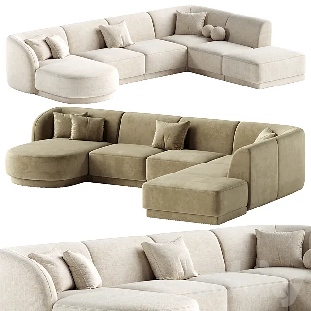 U shaped sofa Miley right 3D Model