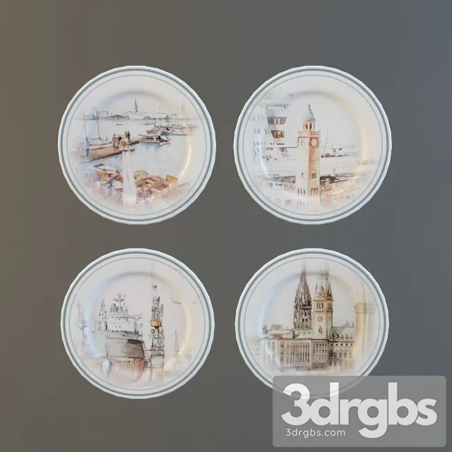 Uk Sence Plate Set 3D Model Download