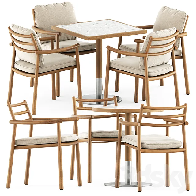 Ukiyo armchair by Tribu and and Briscola table by Miniforms 3D Model