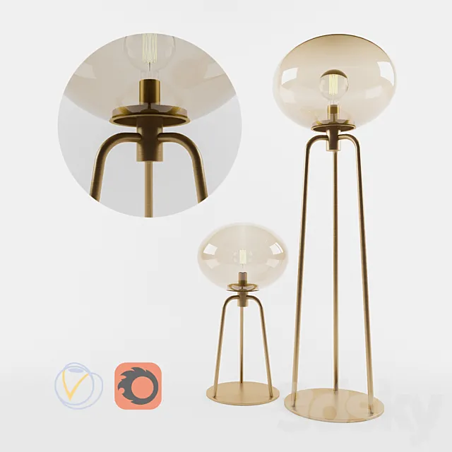 Ulivi Floor and Table Lamps 3D Model