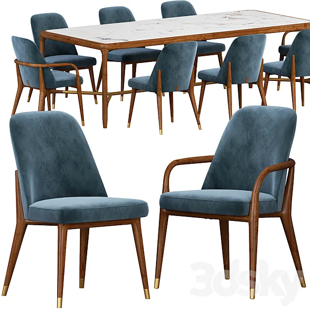 Ulivi Lise chair and ELISEE RECT table 3DModel