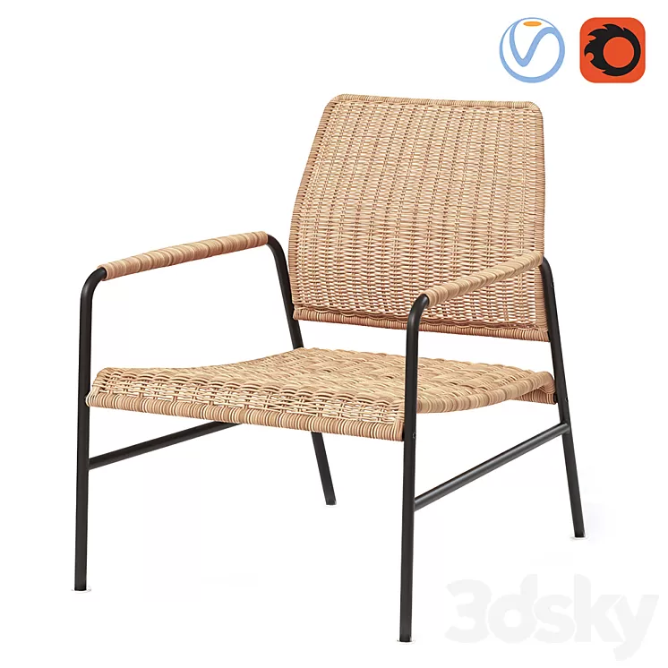 ULRIKSBERG Anthracite rattan chair 3D Model