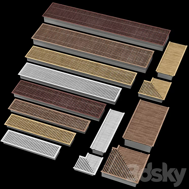 Underfloor recessed convector heating radiator 3D Model