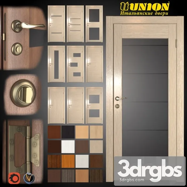 Union Doors 10 Pcs 16 Colors Infinity Collection 3D Model Download