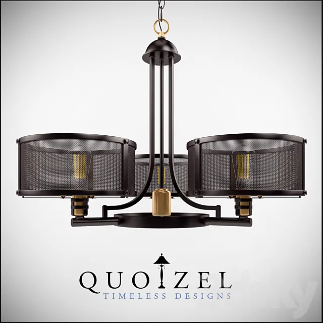 Union Station 3 Light Drum Chandelier by Quoizel 3D Model Union Station 3 Light Drum Chandelier by Quoizel 3D Model