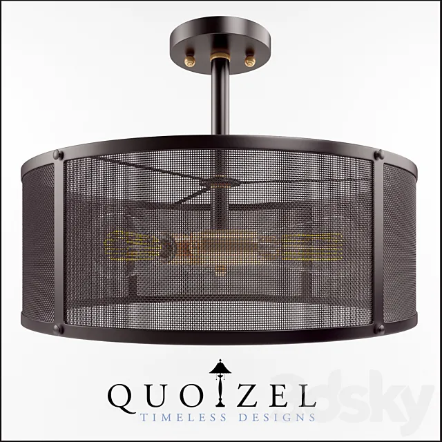 Union Station 3 Light Semi-Flush Mount by Quoizel 3D Model Union Station 3 Light Semi-Flush Mount by Quoizel 3D Model