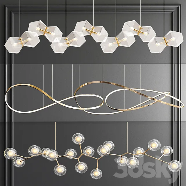 Unique Linear Chandelier – 3 type 3DModel Unique Linear Chandelier – 3 type 3DModel