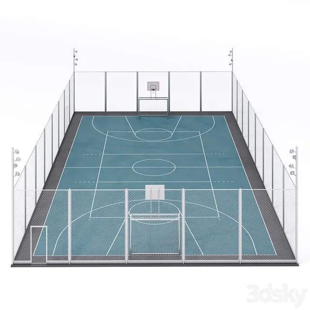 Universal fenced sports ground 3D Model