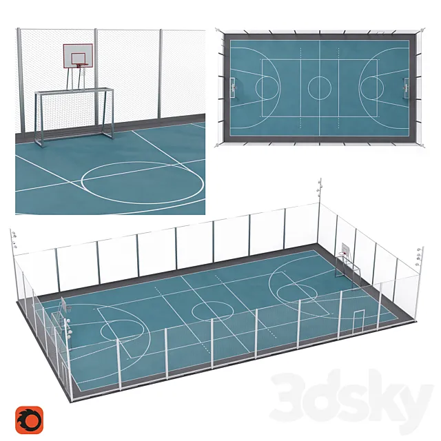 Universal fenced sports ground 3DModel