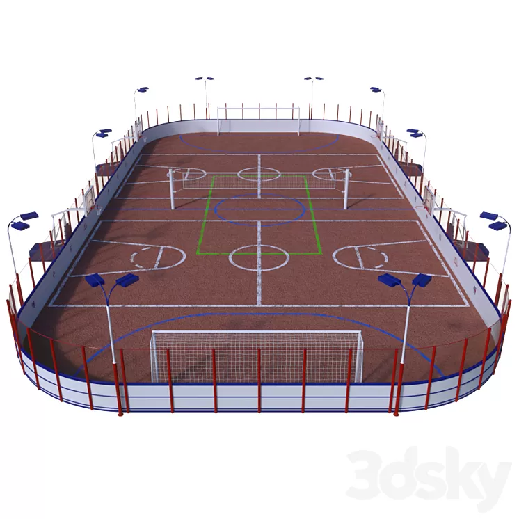 Universal sports field 3D Model