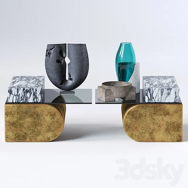 UNSETTLED CANTILEVER TABLE and Decor set 3D Model