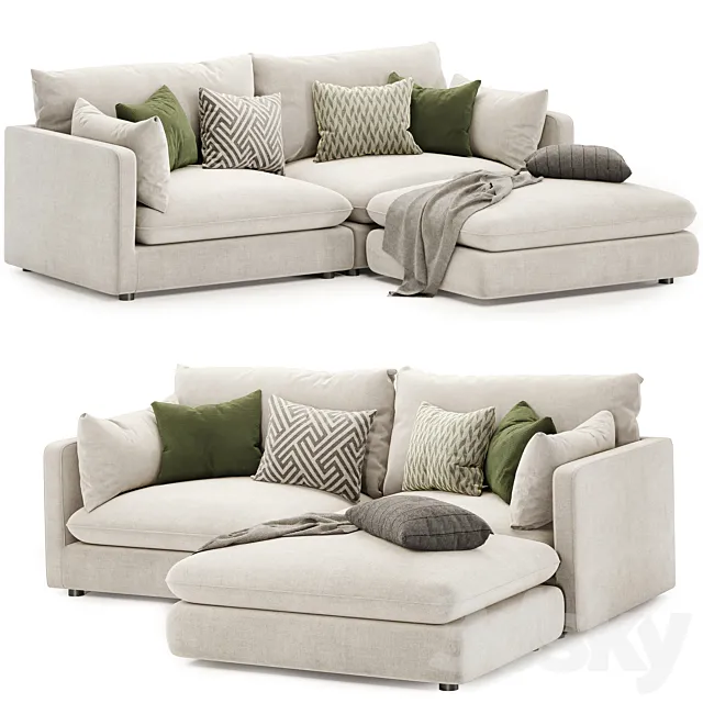 unwind 3 piece reversible sectional sofa 3D Model unwind 3 piece reversible sectional sofa 3D Model