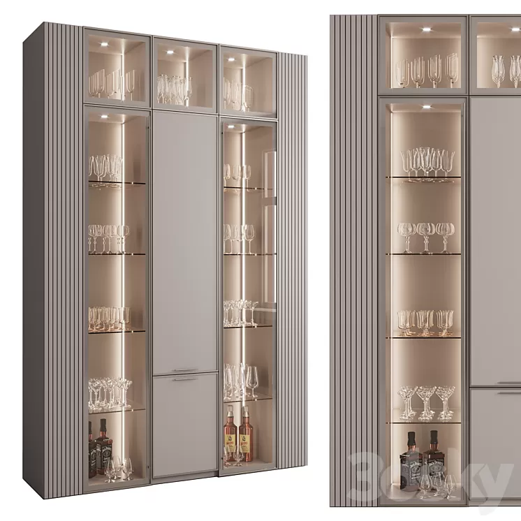 Сupboard with dishes My Design №23 3D Model Free Download