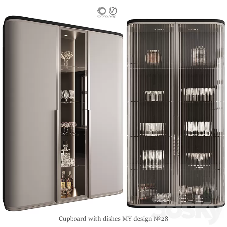 Сupboard with dishes My Design №28 3D Model Free Download