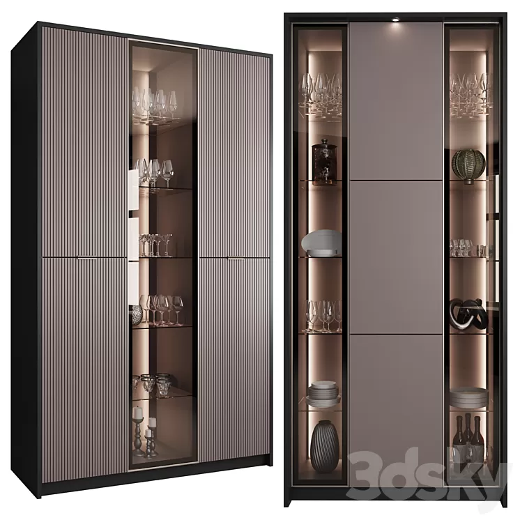 Сupboard with dishes My Design №6 3D Model Free Download