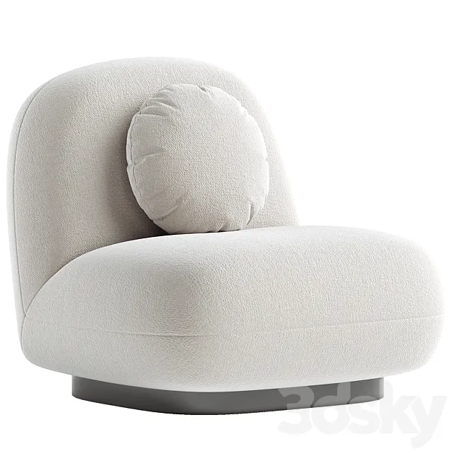 Upholstered Armchair In White Boucle – Black Legs – Larry 3D Model Upholstered Armchair In White Boucle – Black Legs – Larry 3D Model