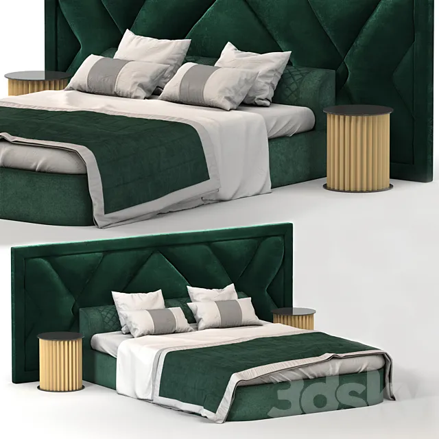 Upholstered Headboard bed modern 3D Model Upholstered Headboard bed modern 3D Model