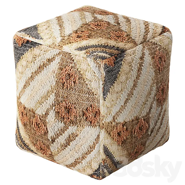 Upholstered Pouf 3D Model Upholstered Pouf 3D Model
