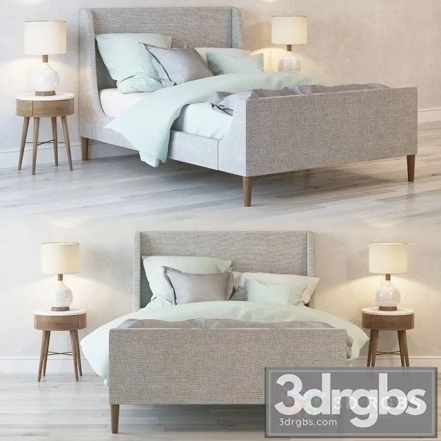 Upholstered Sleigh Bed 3D Model Download